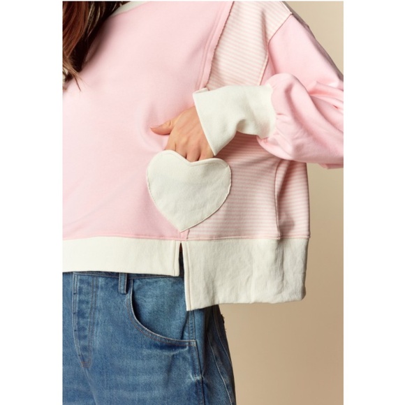 “The Georgia" Heart Patch Colorblock Pullover - Picture 2 of 6